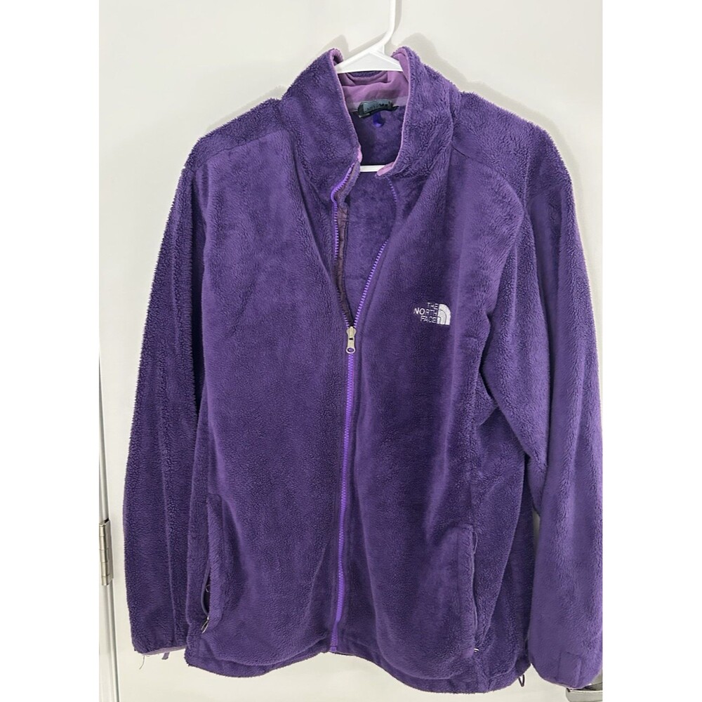 Women Purple plum fleece full zip up jacket cozy fall size 2XL